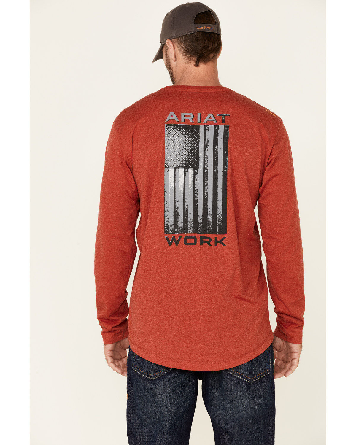Ariat Men's Rebar Workman Alloy Flag Graphic Long Sleeve Work Pocket T-Shirt
