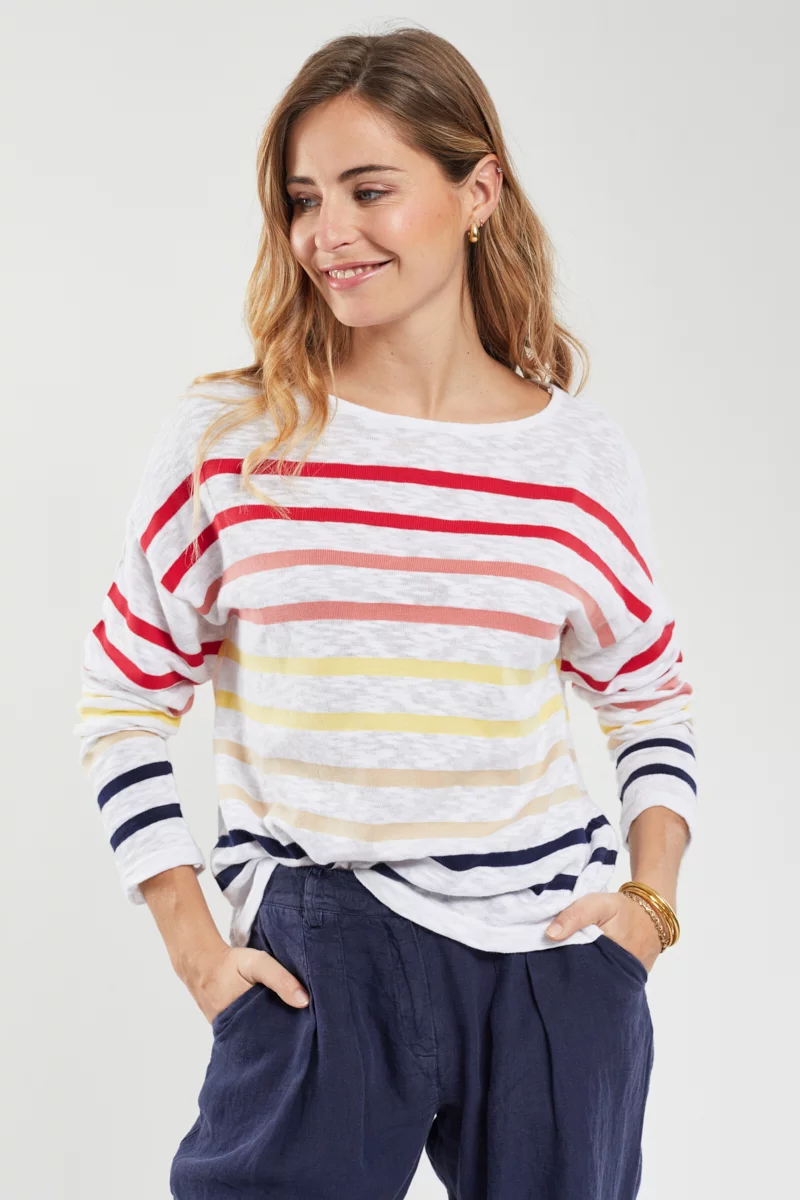 Marinière multicolore oversized - coton rustique