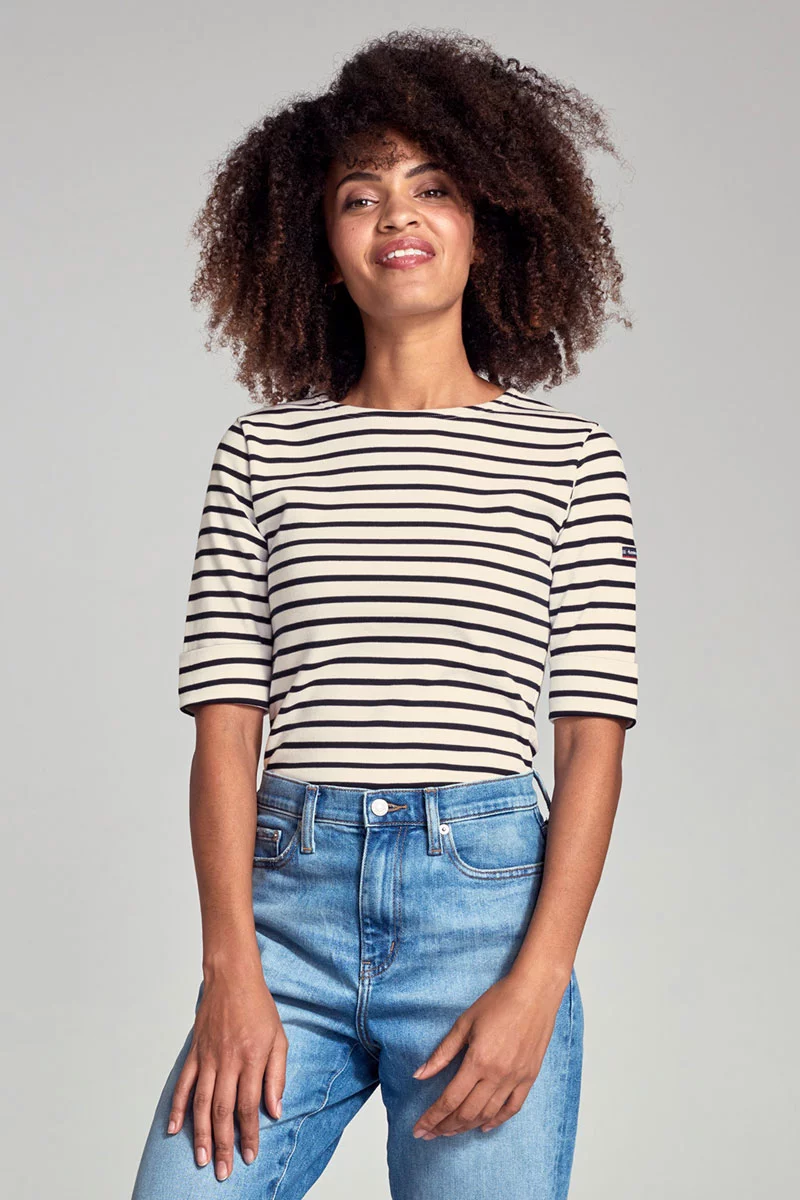 Marinière - coton épais | Nature/Rich navy