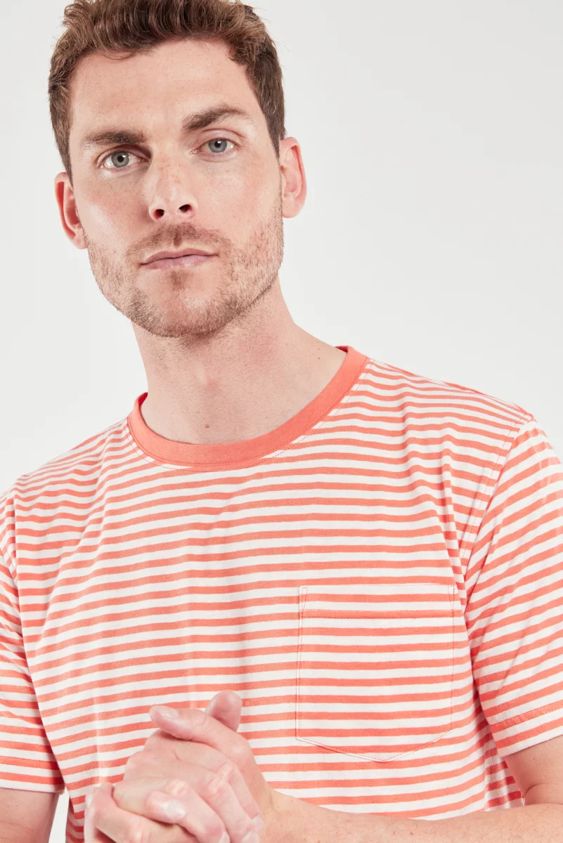 T-shirt rayé - coton et lin | Coral E24 /Nature