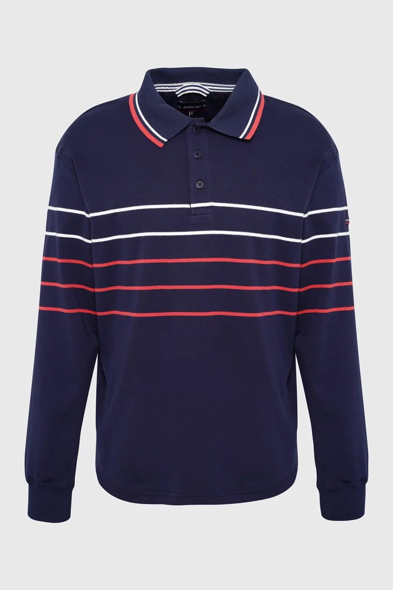 Polo manches longues - coton | Marine Deep/Cardinal/Milk