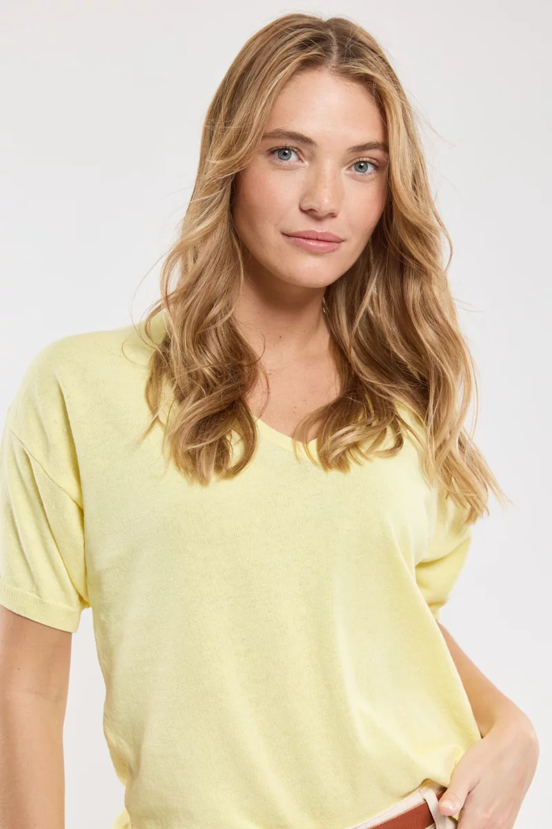 Pull léger Suzanne - lin et coton | Elfin Yellow