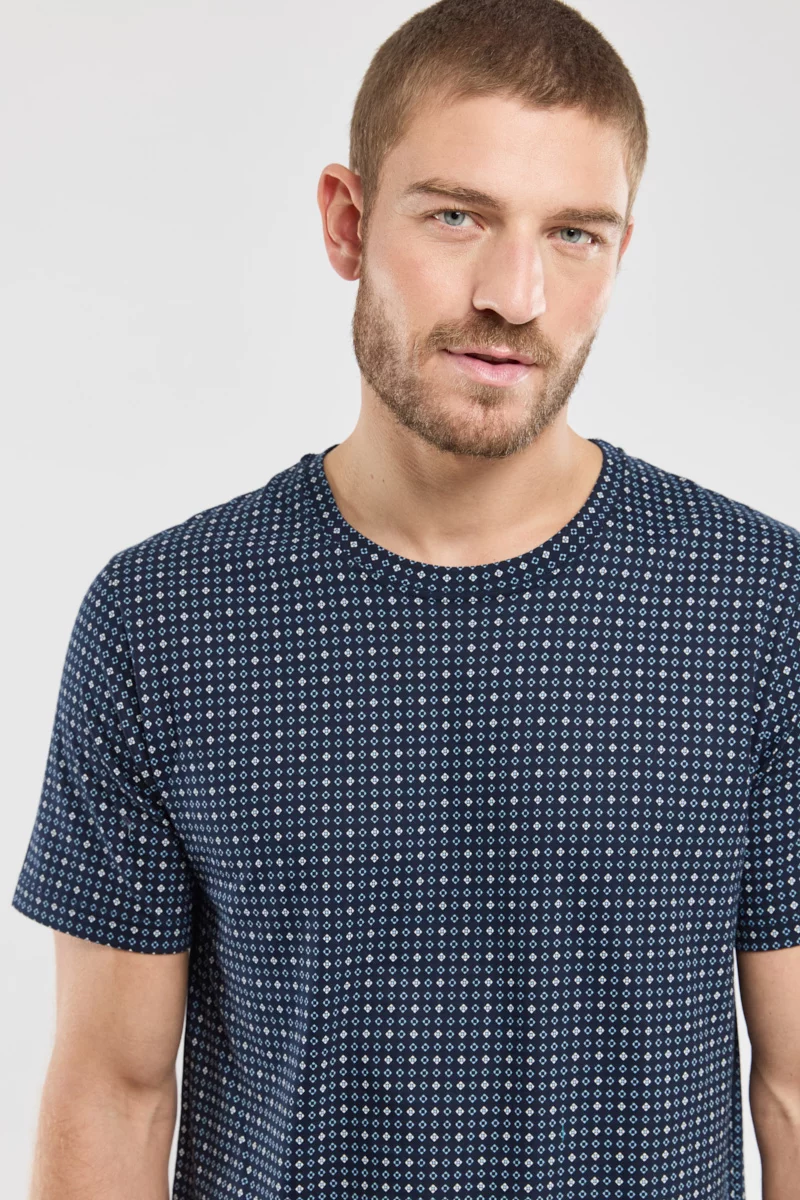Pyjama short - coton léger | Imprimé Losange bleu nuit