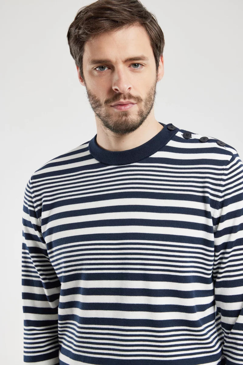 Pull marin fines rayures - coton