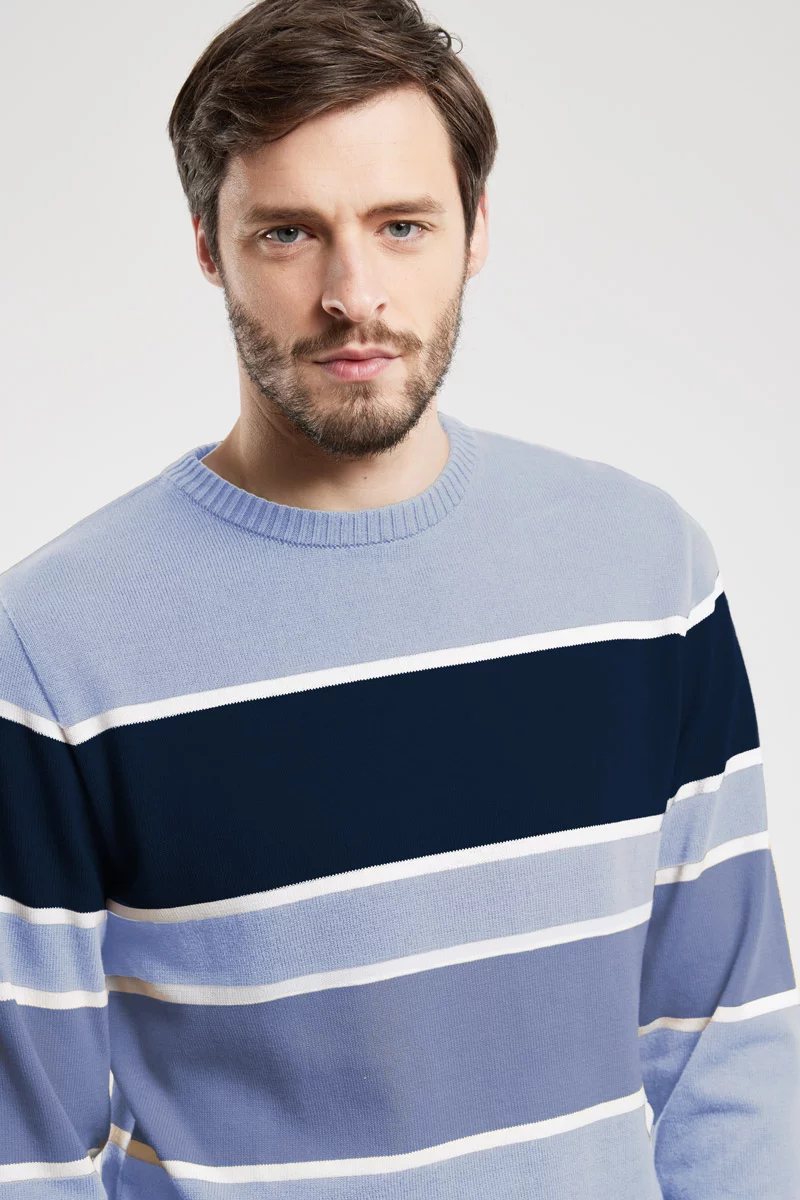 Pull larges rayures - coton