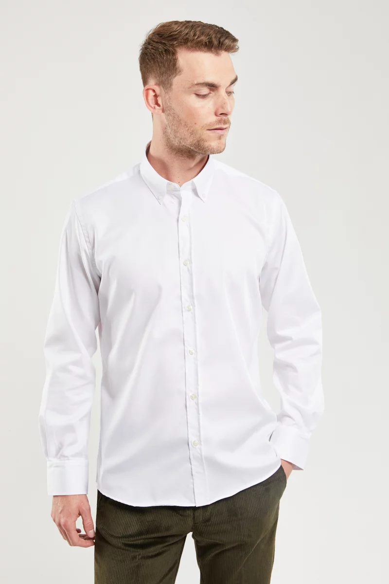 Chemise unie coupe droite - coton | Twill Blanc