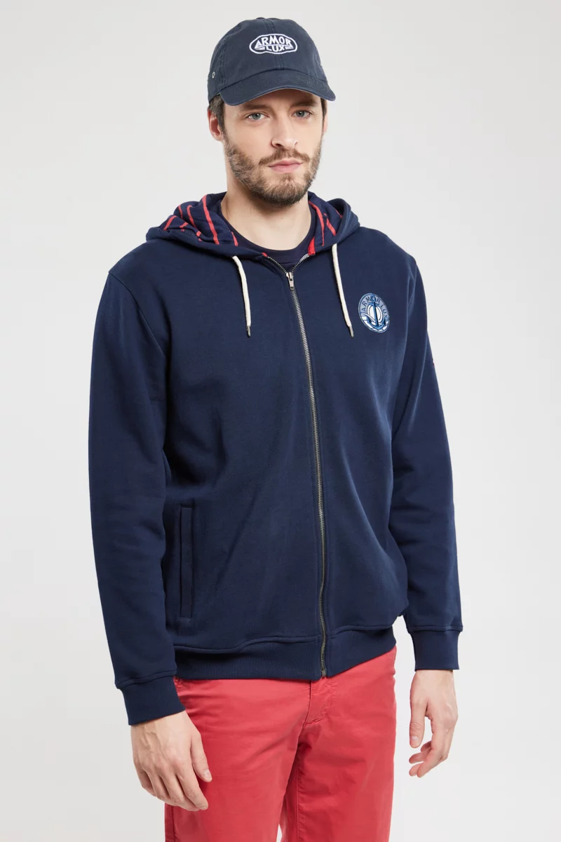 Sweat à capuche zippé - coton