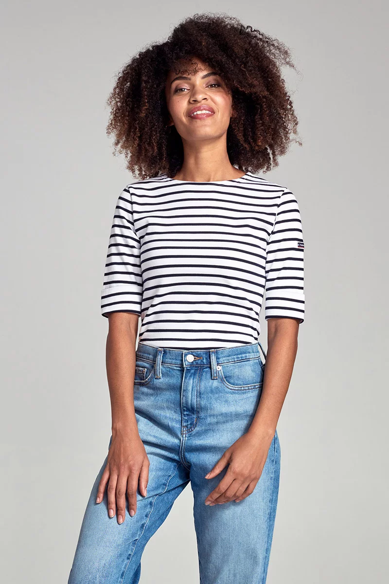 Marinière - coton épais | Blanc/Rich navy