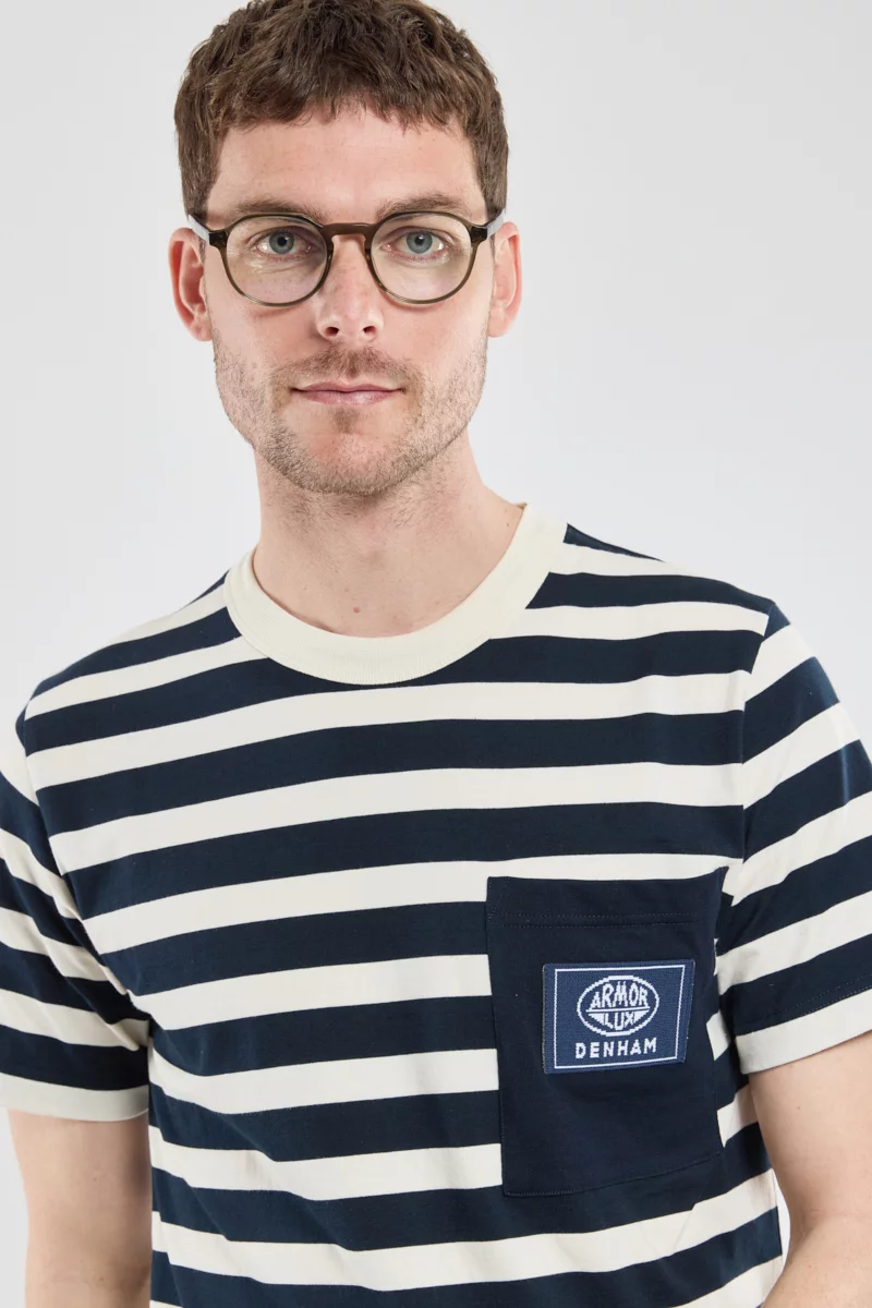 T-shirt rayé Homme - Denham X Armorlux | Rich navy/Nature