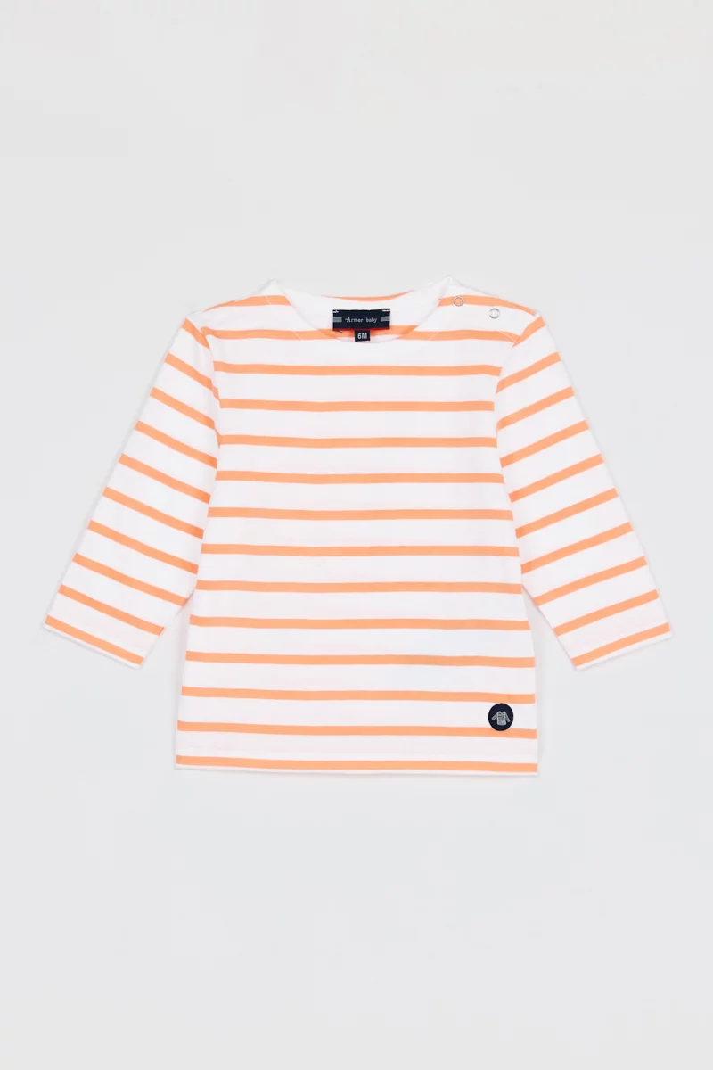 Marinière Baby - coton léger | Blanc/Desert Flower