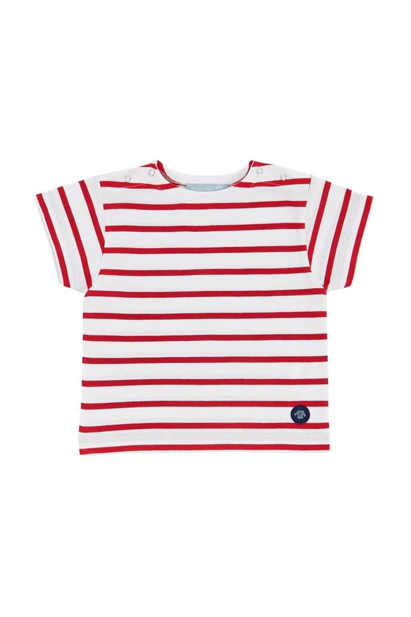 Marinière Baby - coton léger | BLANC/BRAISE