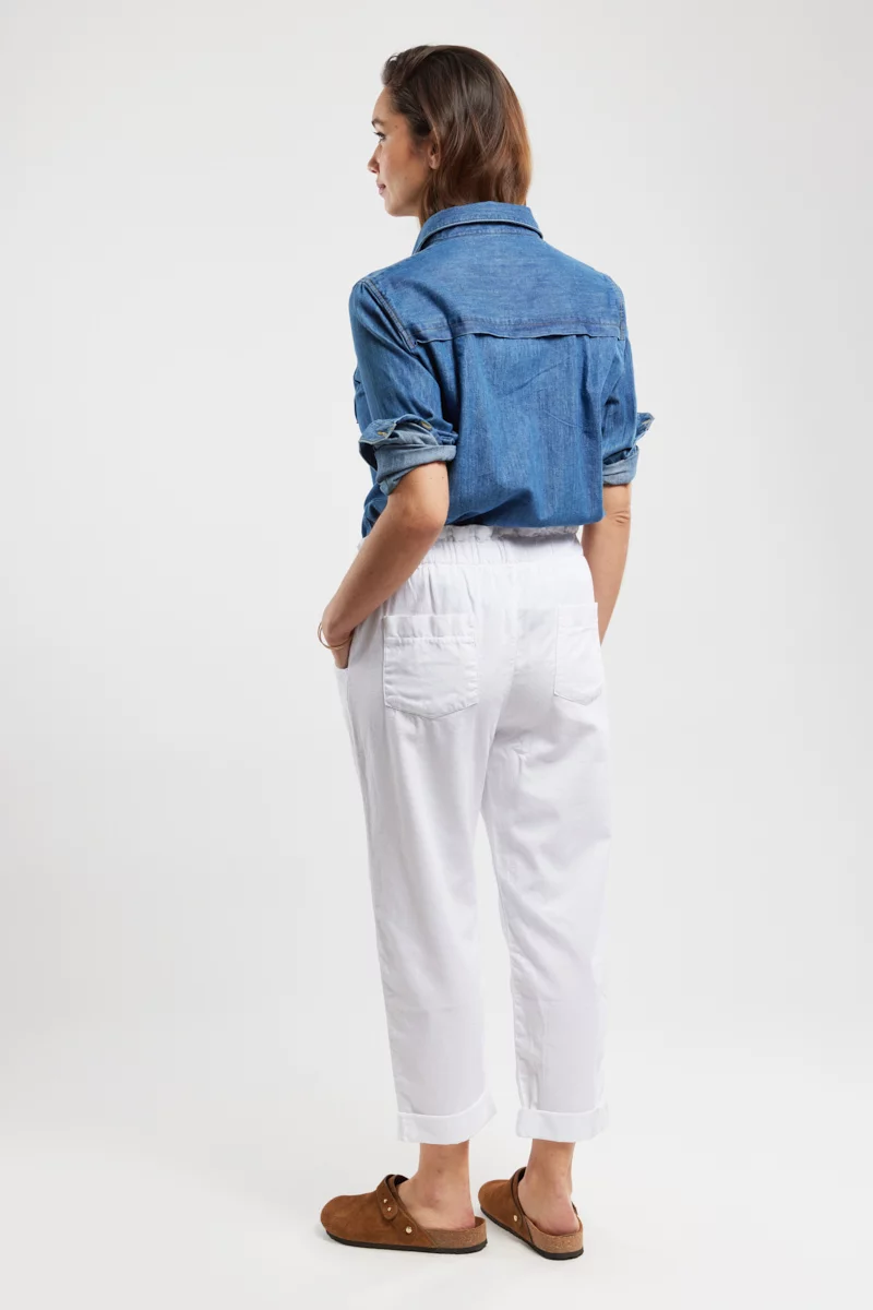 Pantalon taille élastique - coton | Blanc