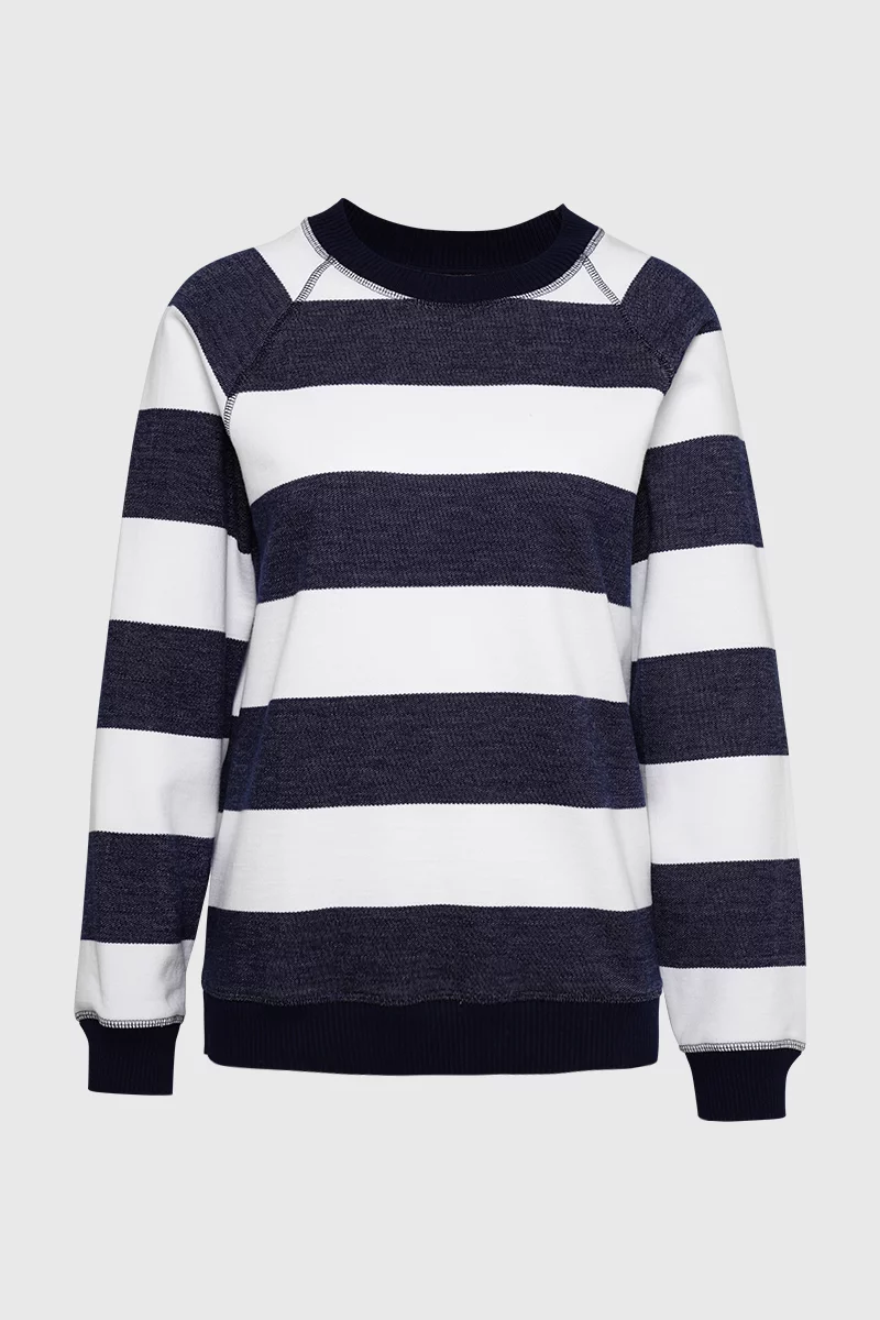 Sweat rayé - molleton | Seal/Blanc
