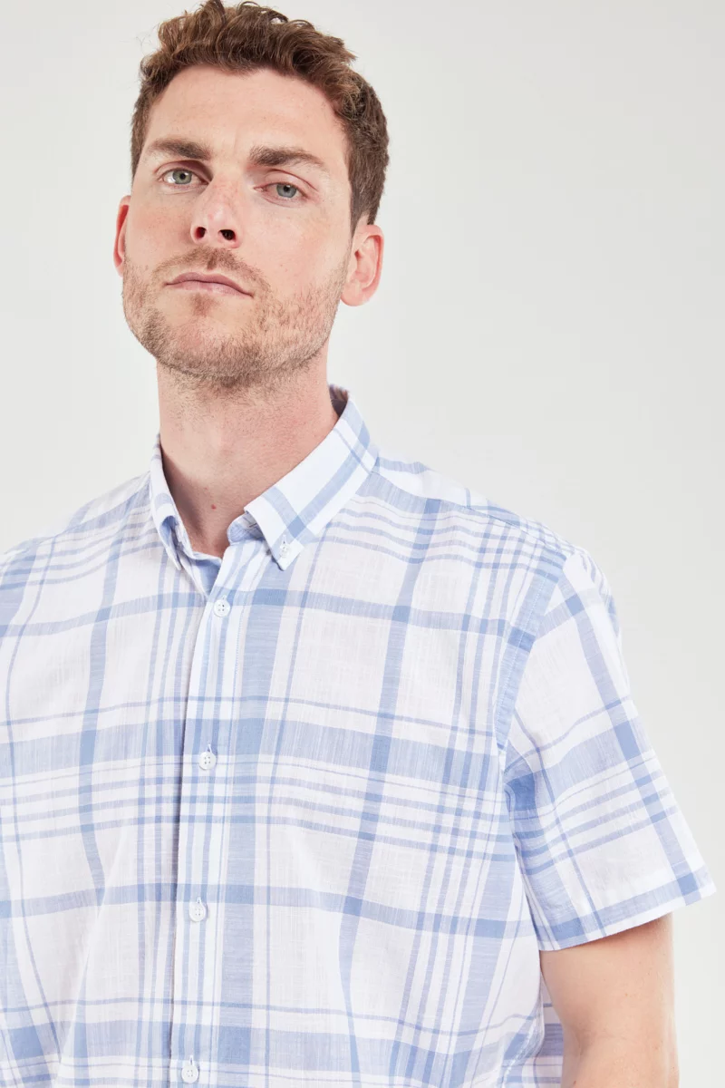 Chemise manches courtes - coton | Carreaux Blue