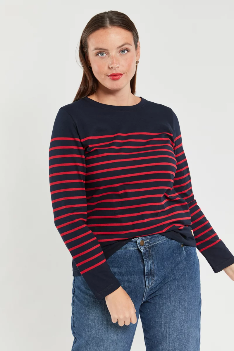 Marinière - coton léger | Rich navy/braise