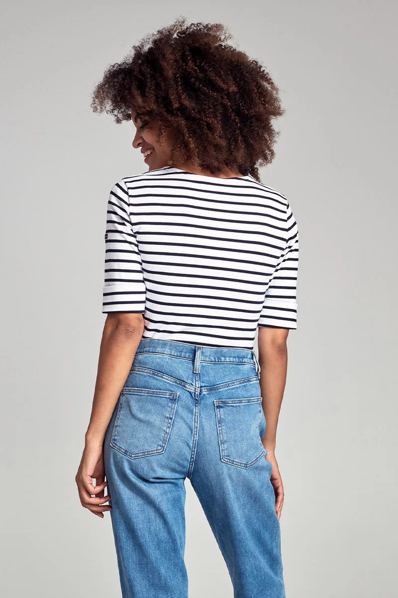 Marinière - coton épais | Blanc/Rich navy