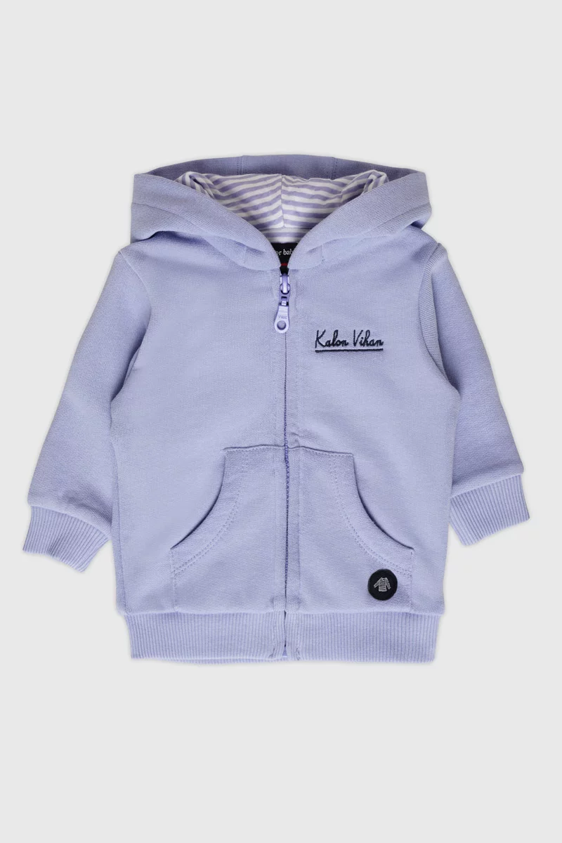 Sweat zippé Baby - coton | Bleu Lavande E24/Blanc