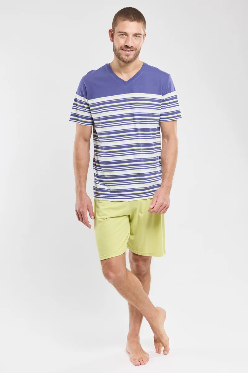 Pyjama short - coton léger | Skipper/Blanc/Banana