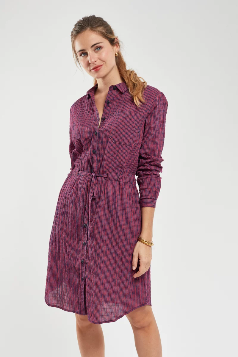 Robe chemise à carreaux - coton
