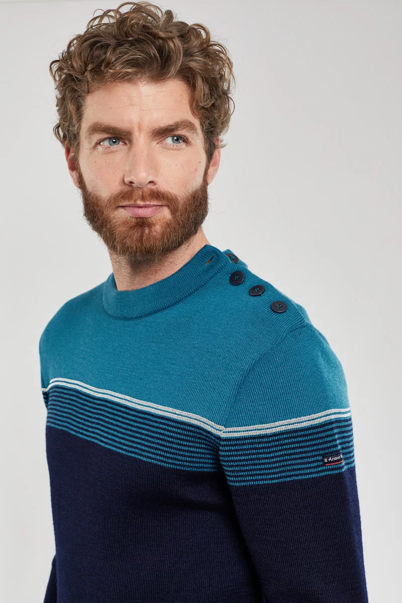Pull marin bicolore - laine