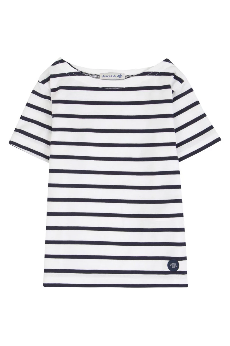 Marinière enfant - coton léger | Blanc/Navire
