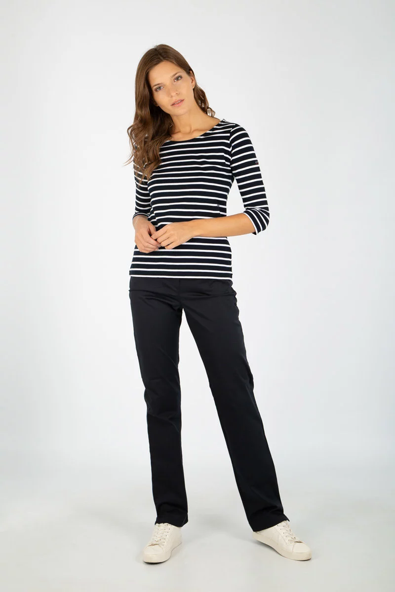 Marinière manches 3/4 - coton léger | Rich navy/Blanc