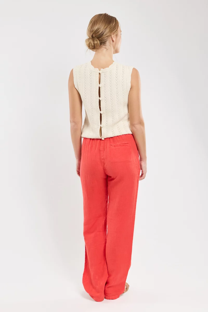 Pantalon taille élastique - lin | Poinsettia