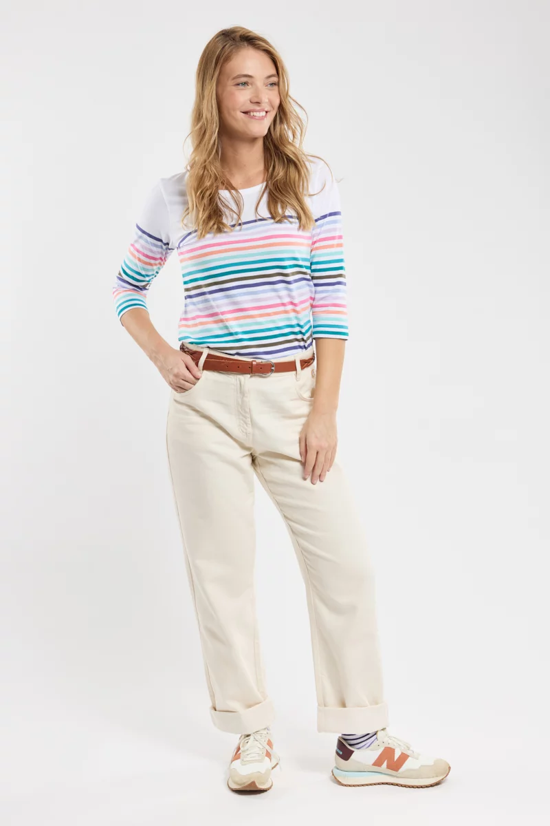 Marinière 10 couleurs - coton léger | Multicol Corsen Blanc