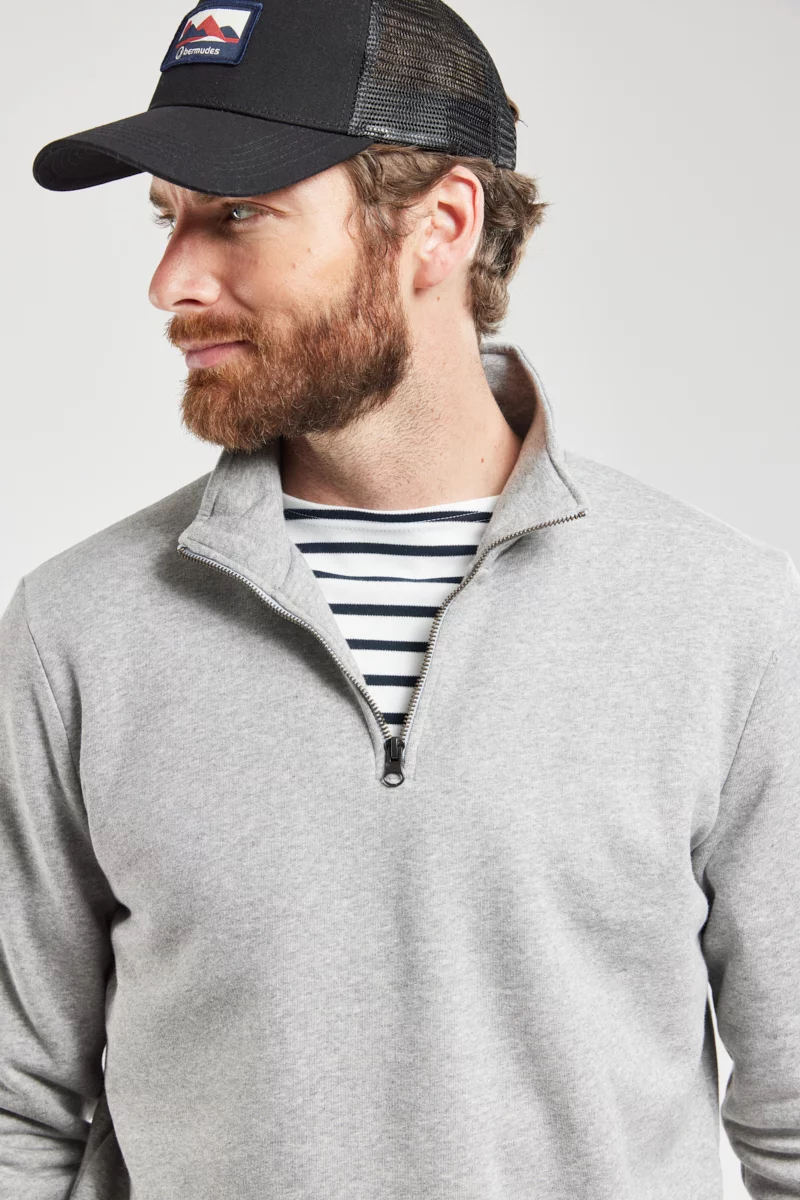 Sweat col montant TAKIN - coton biologique | GRIS CHINE