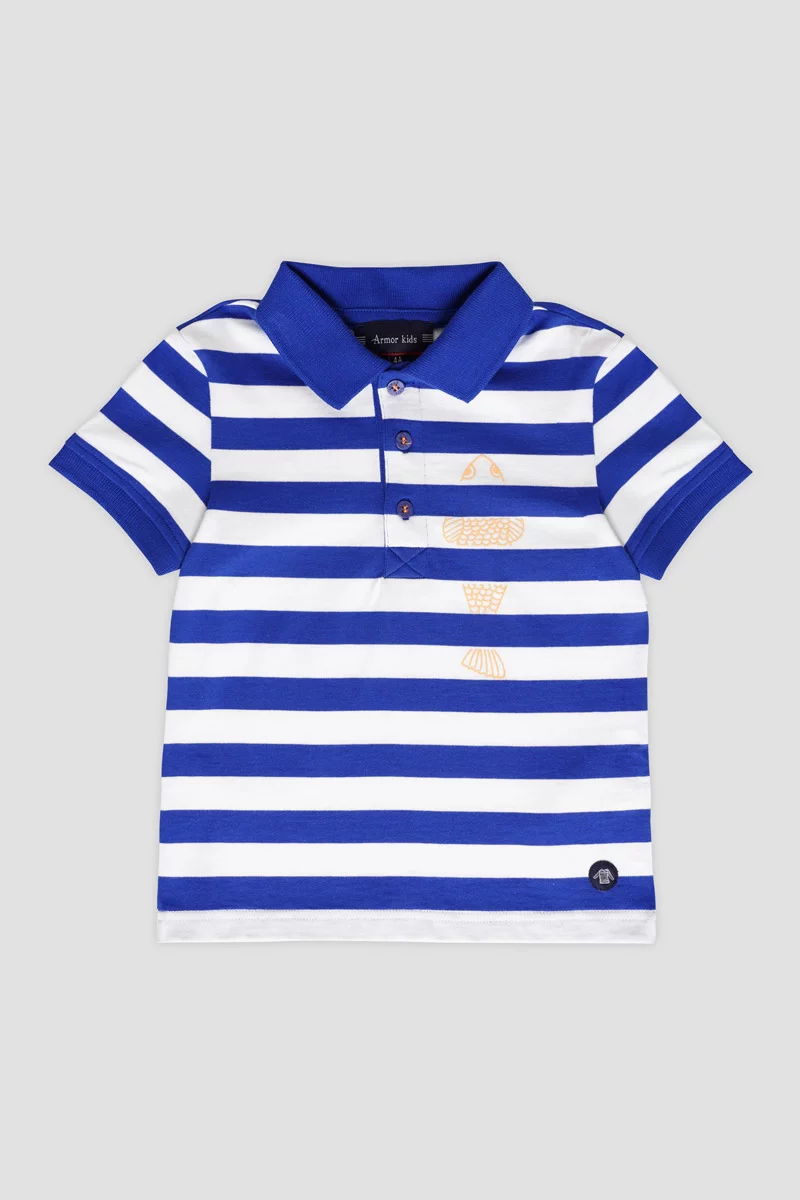 Polo rayé et brodé