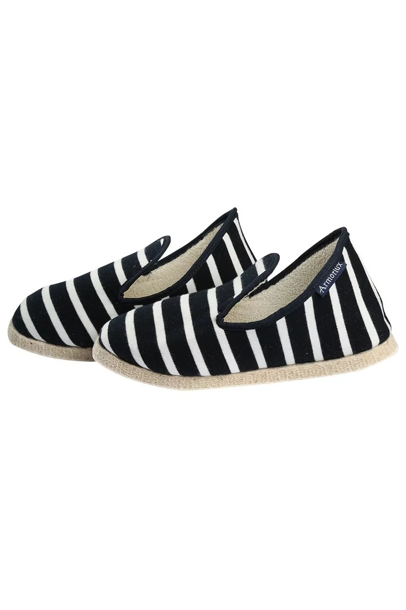 Chaussons rayés du 37 au 43 - coton | Rich navy/Blanc