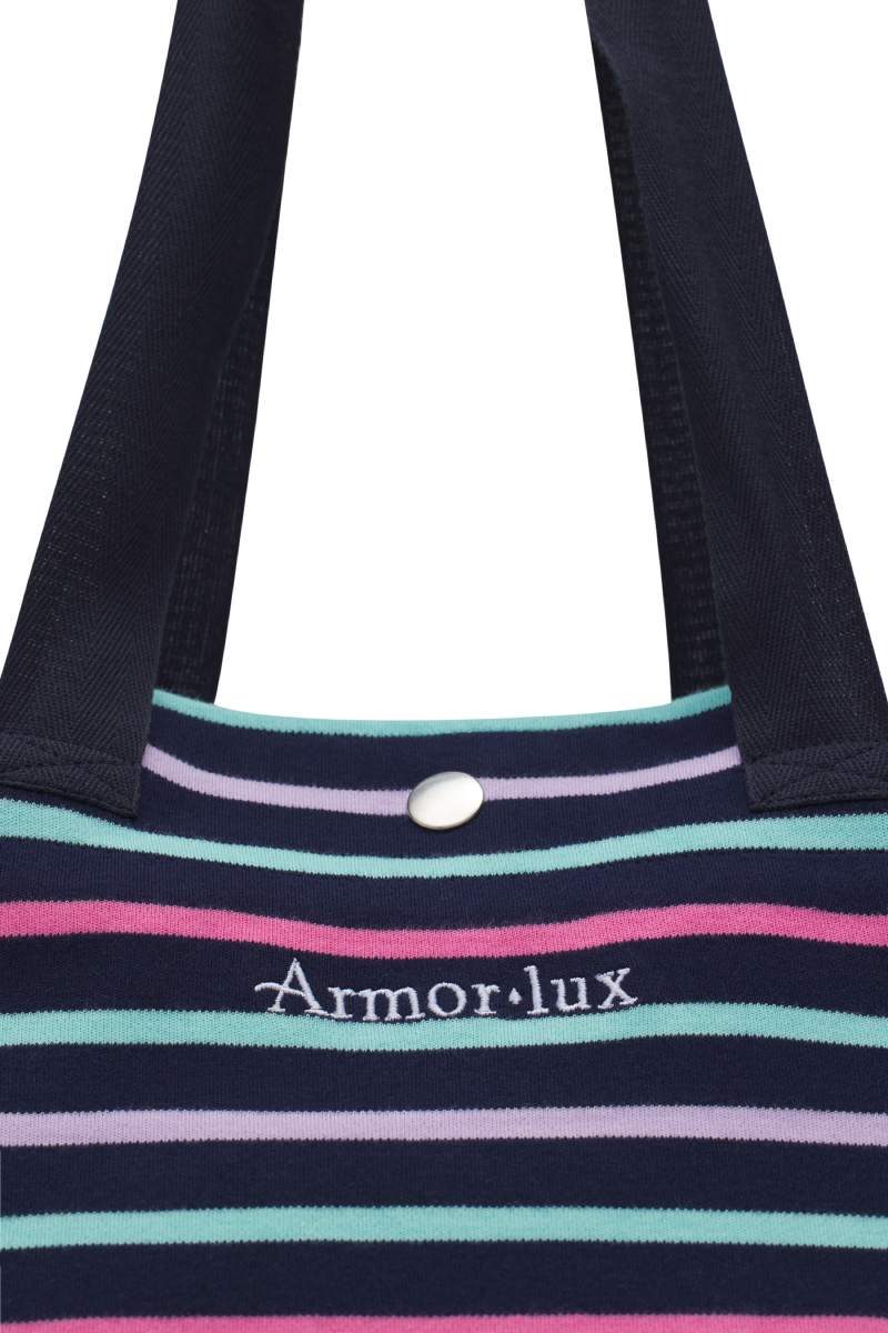 Sac cabas rayé - coton | Seal/Aqua Sky/Petunia/Delfini