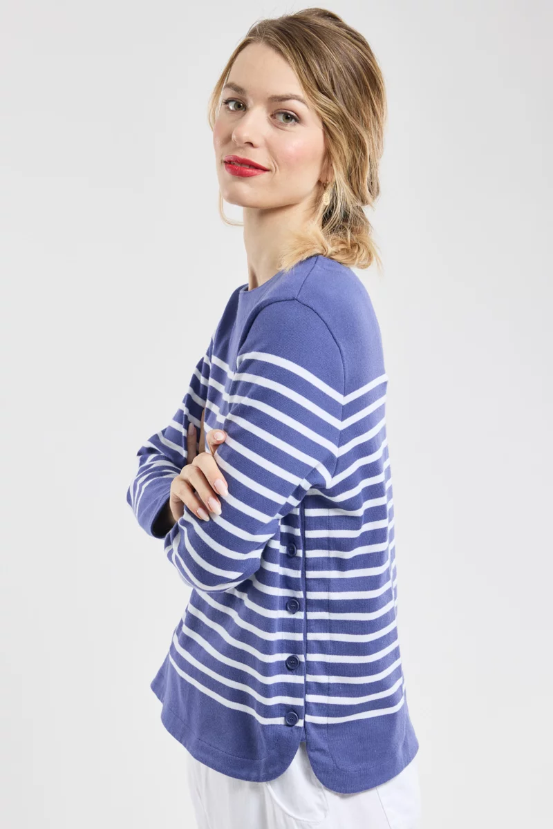 Marinière côtés boutonnés - coton rustique