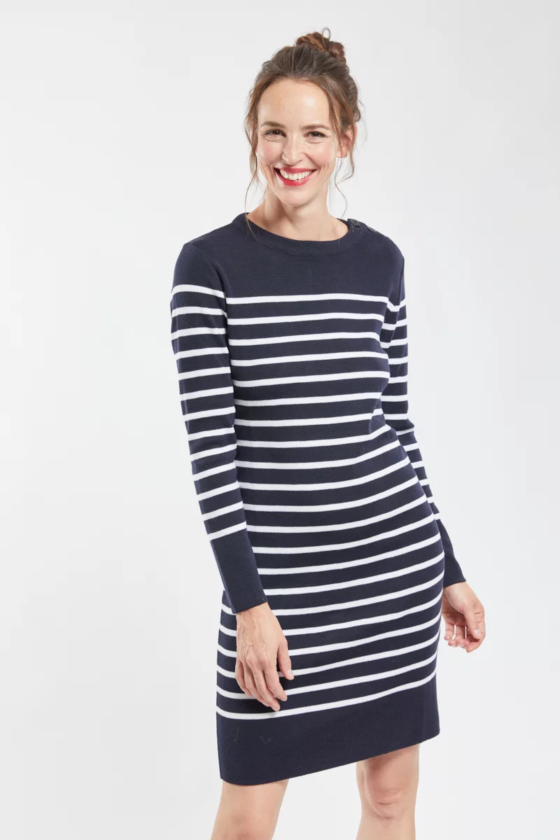 Robe - laine mérinos | Rich navy/Nature
