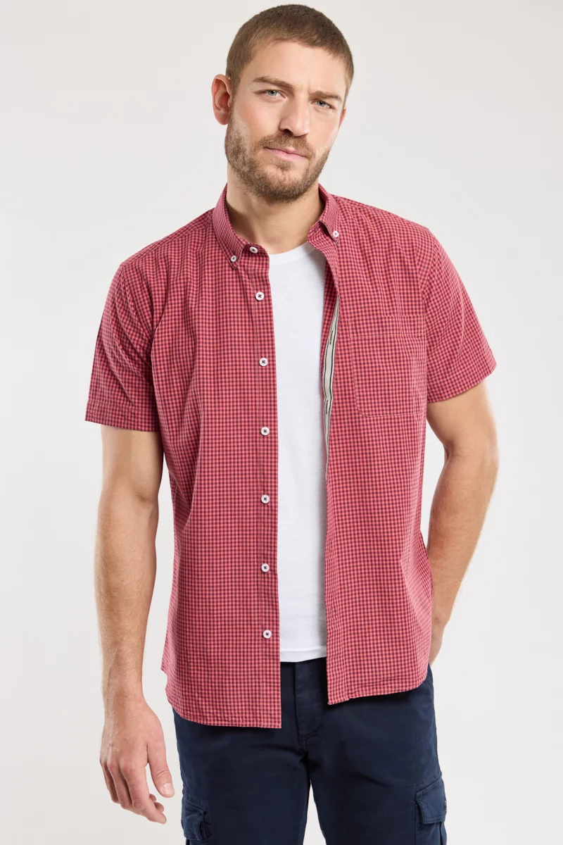 Chemise manches courtes - coton | Vichy Cardinal