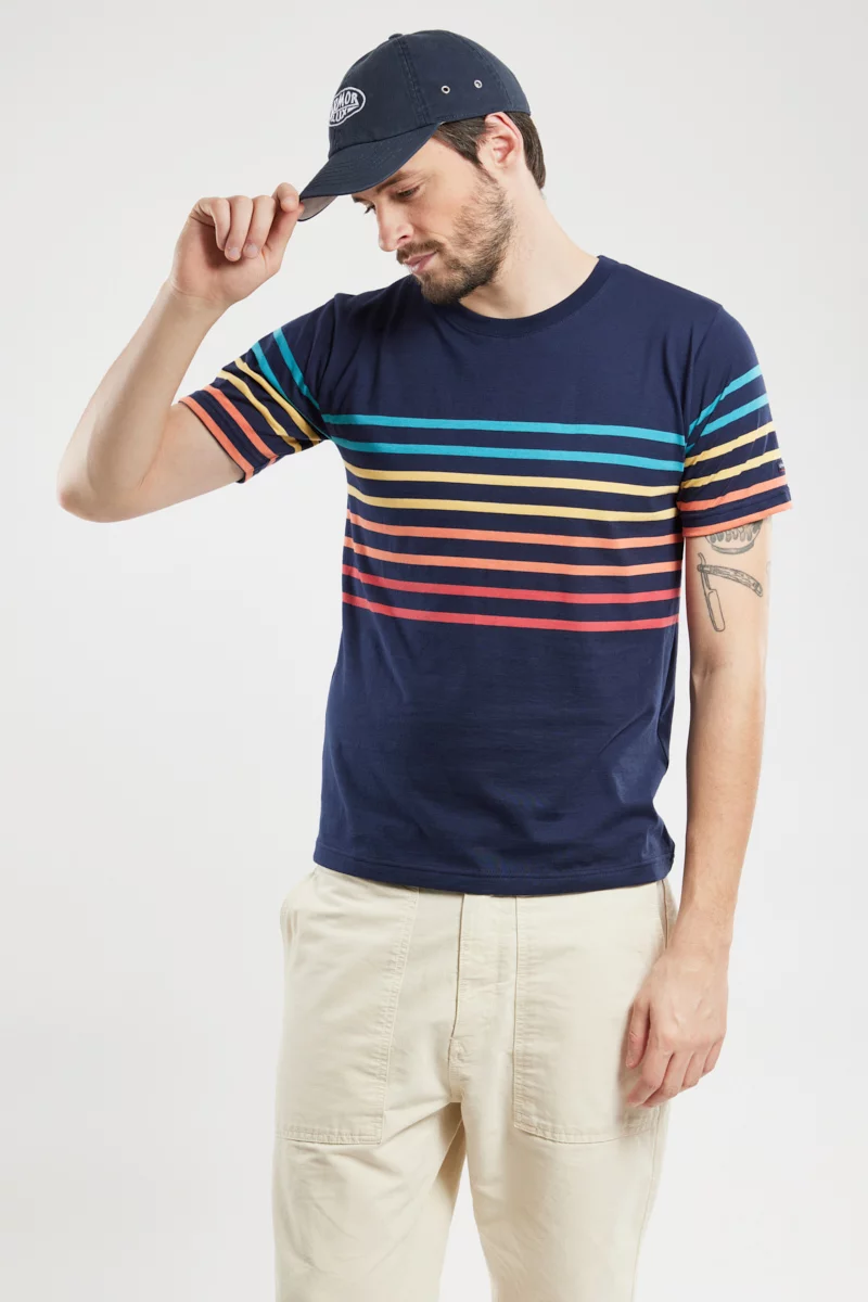 T-shirt rayé - coton léger | Marine Deep/Multicol e24