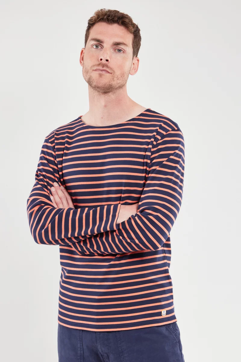 Marinière - coton épais | Marine Deep/Coral E24