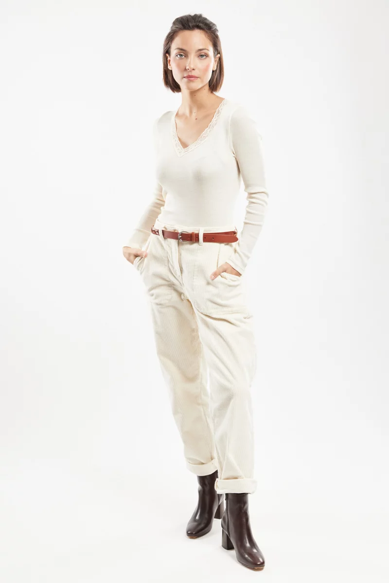 T-shirt manches longues - laine et soie | NATUREL