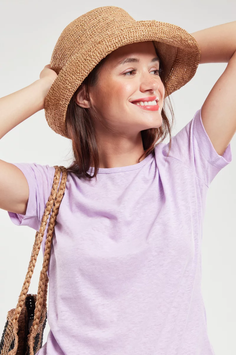 T-shirt uni - coton et lin | Delfinium