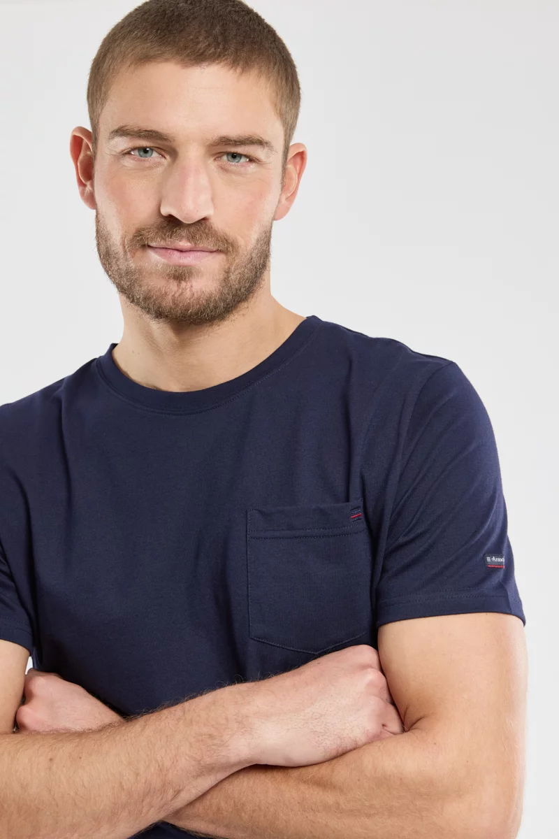 T-shirt avec poche - coton léger | Marine deep