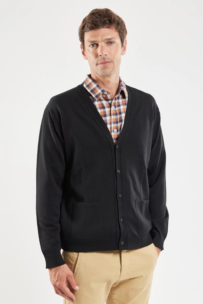 Cardigan boutonné - laine mérinos et acrylique