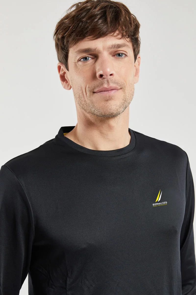 T-shirt manches longues VALLON - polyester recyclé | NOIR