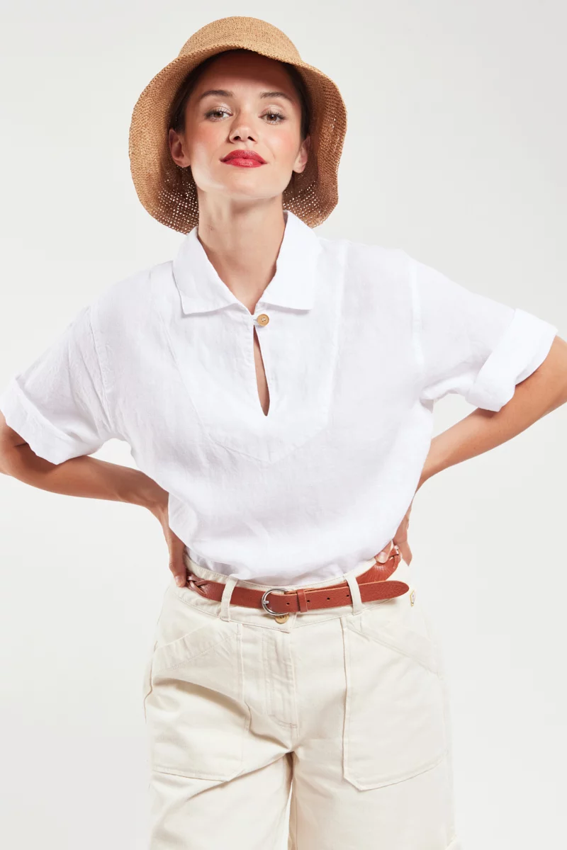 Vareuse manches 3/4 - lin | Blanc