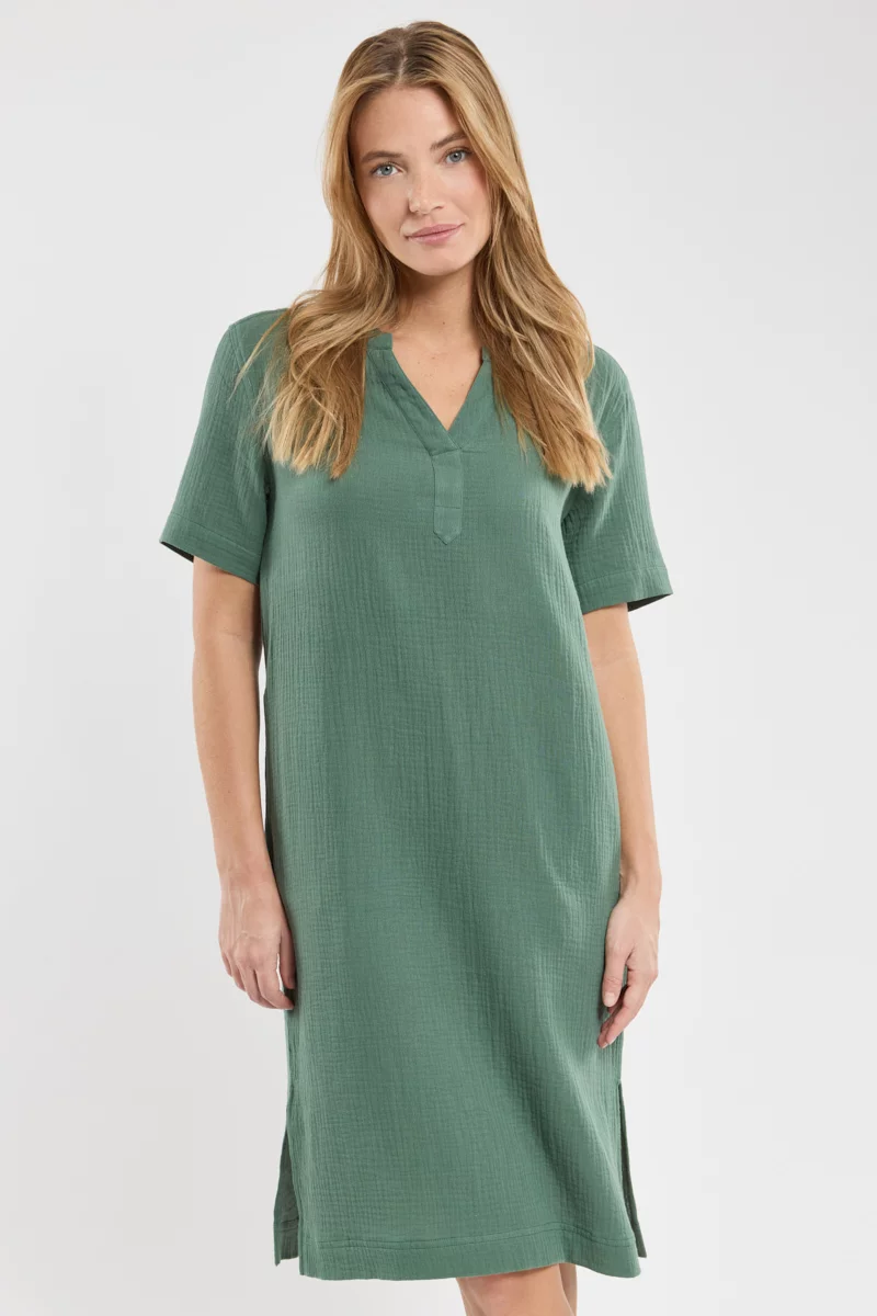 Robe mi-longue CARLINE - gaze de coton | bB44 EUCALYPTUS