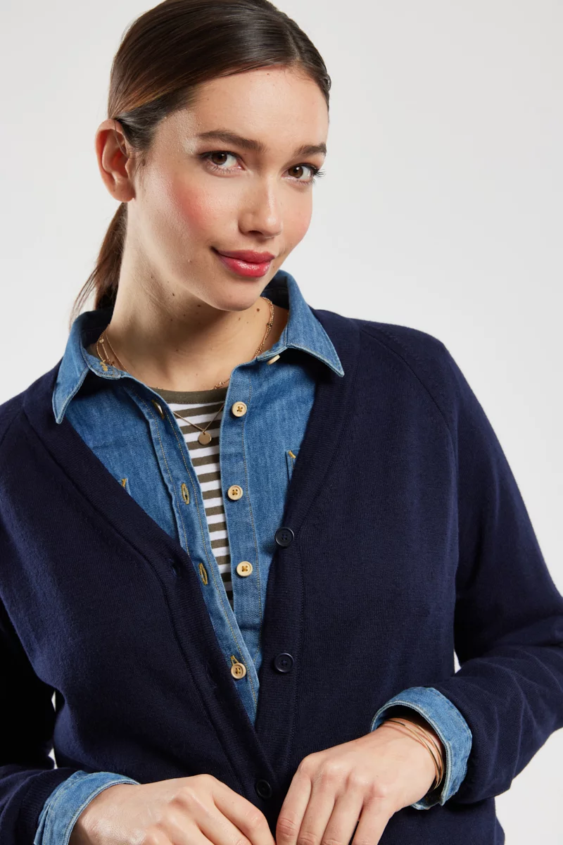 Cardigan boutonné - coton et lin