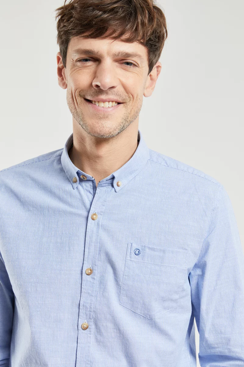 Chemise fines rayures EDGAR coupe droite - coton