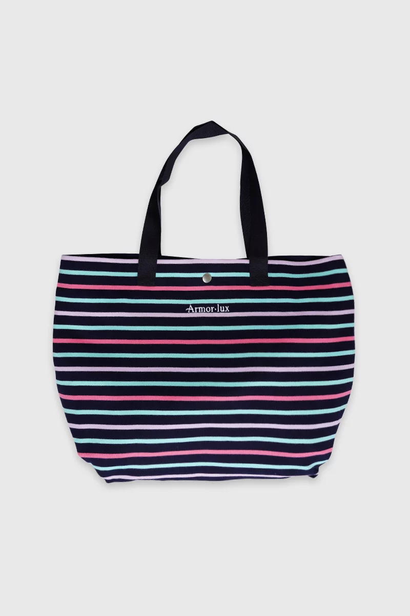 Sac cabas rayé - coton | Seal/Aqua Sky/Petunia/Delfini