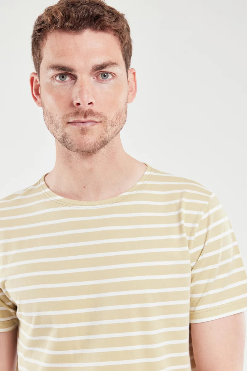 Marinière manches courtes - coton léger | Pale Olive/Milk