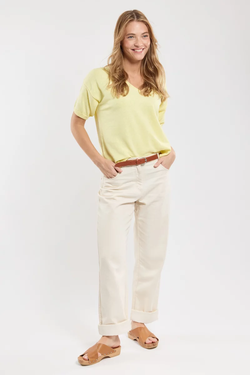 Pull léger Suzanne - lin et coton | Elfin Yellow