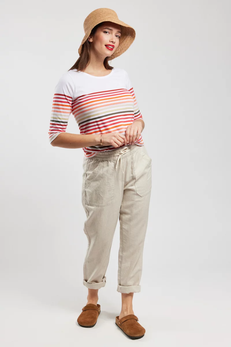 Pantalon taille élastique - coton et lin